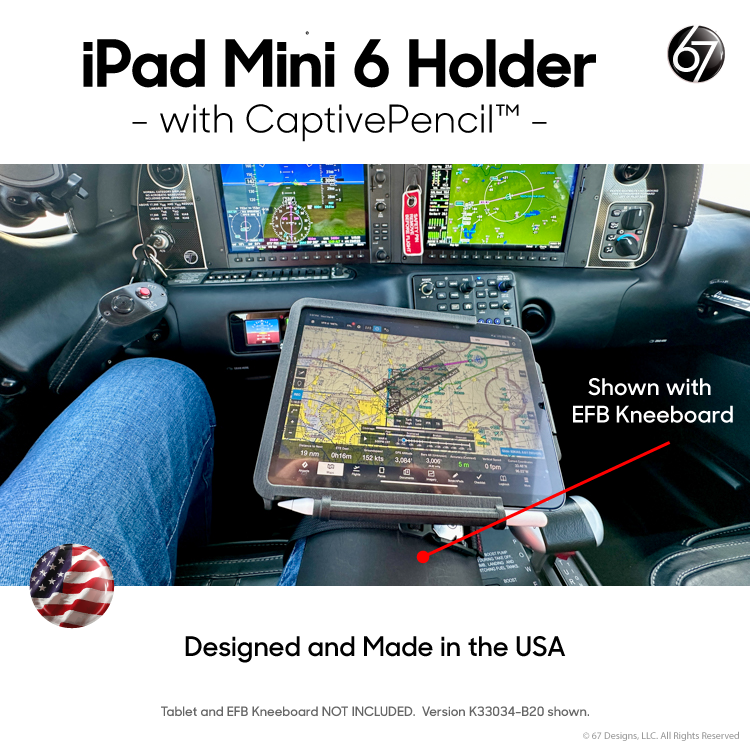 EFB Kneeboard for Pilots with Holder for Apple iPad Mini 6/7 - with CaptivePencil™