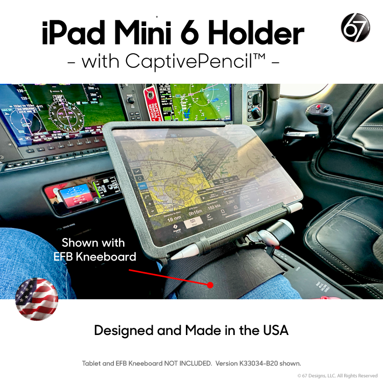 EFB Kneeboard for Pilots with Holder for Apple iPad Mini 6 - with CaptivePencil™