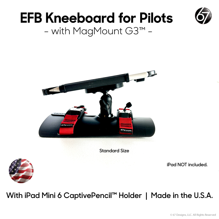 EFB Kneeboard for Pilots with Holder for Apple iPad Mini 6/7 - with CaptivePencil™