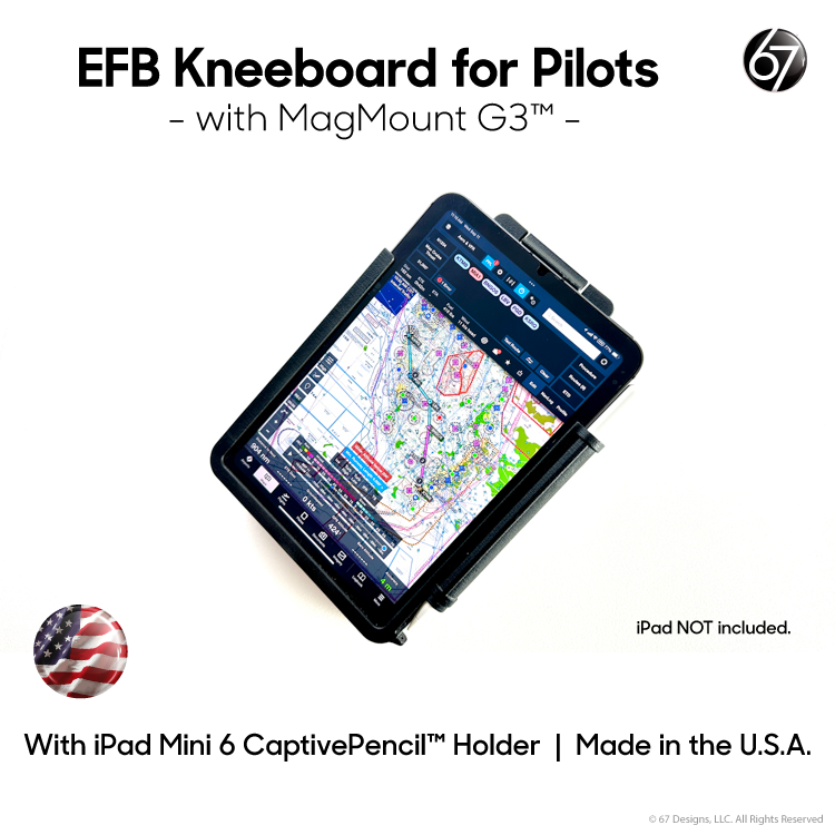 EFB Kneeboard for Pilots with Holder for Apple iPad Mini 6/7 - with CaptivePencil™