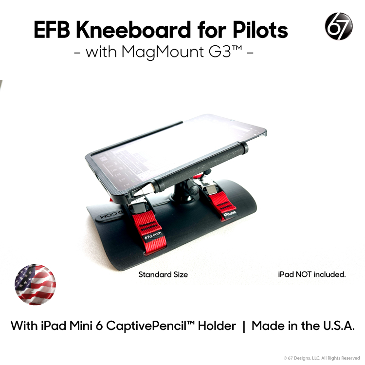 EFB Kneeboard for Pilots with Holder for Apple iPad Mini 6/7 - with CaptivePencil™